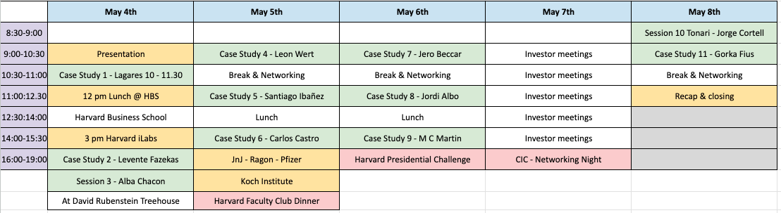 Schedule May